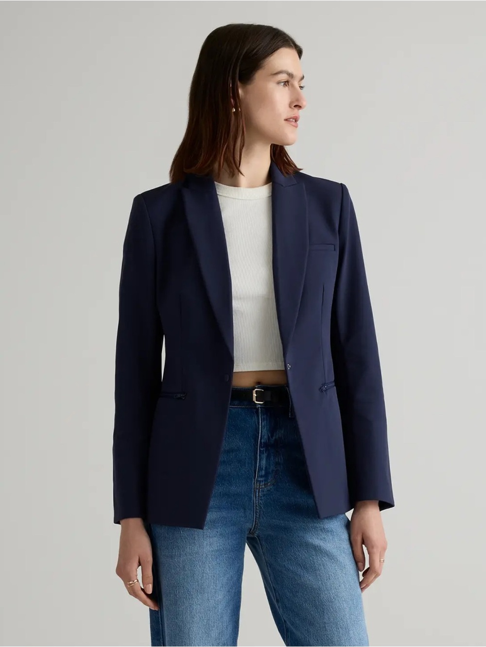 Quince Scuba Single-Breasted Convertible Blazer size M NWOT - Picture 3 of 12